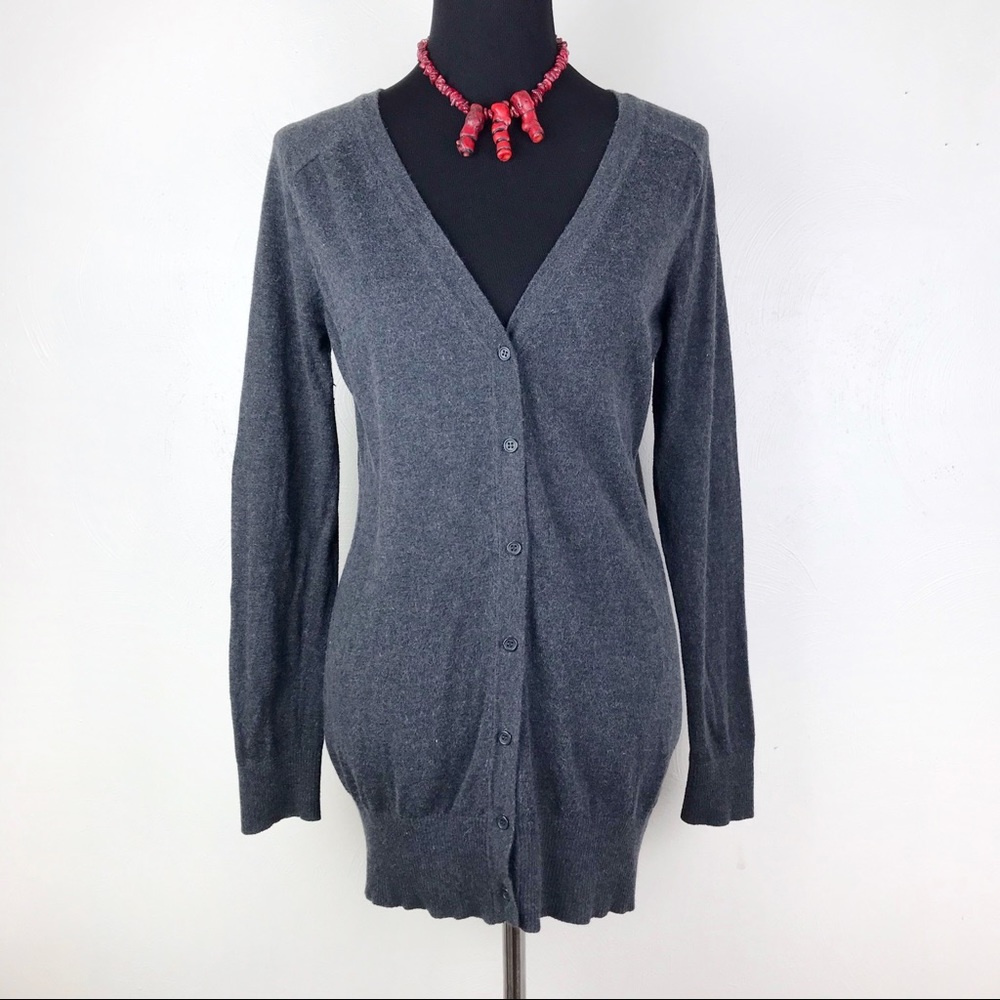 FOREVER 21 Angora Blend Cardigan Dark Grey M